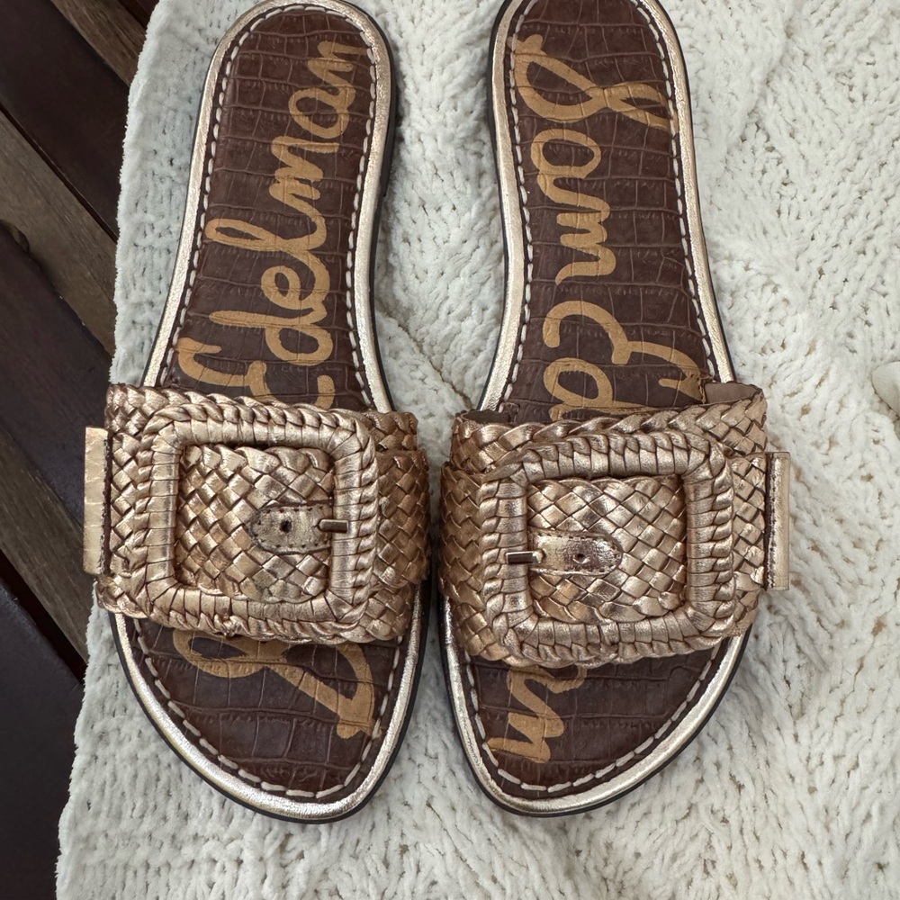 Sam Edelman Metallic Woven Buckle Sandals